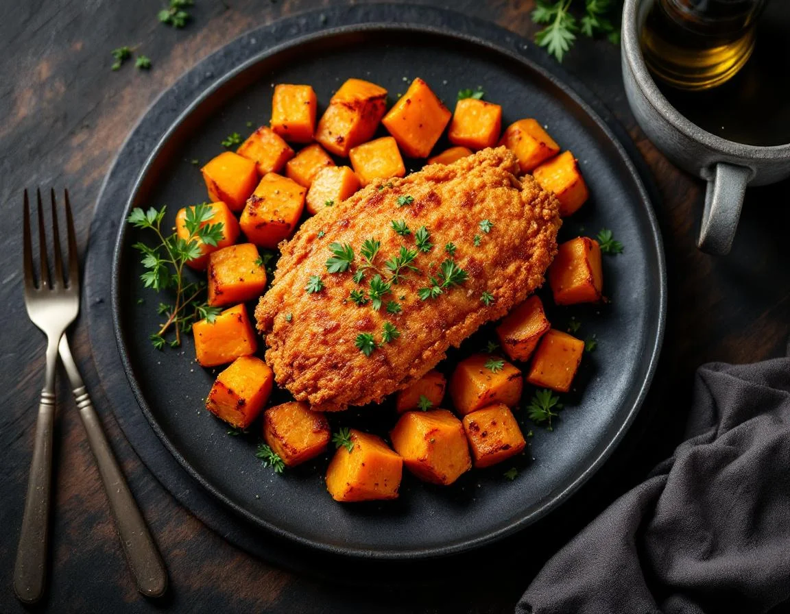 Air Fryer Chicken Breast with Sweet Potato