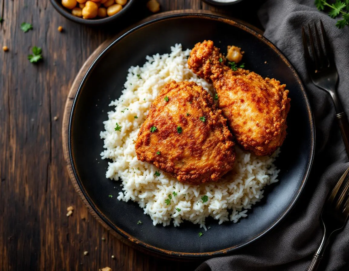 Air Fryer Chicken Thighs with White Rice