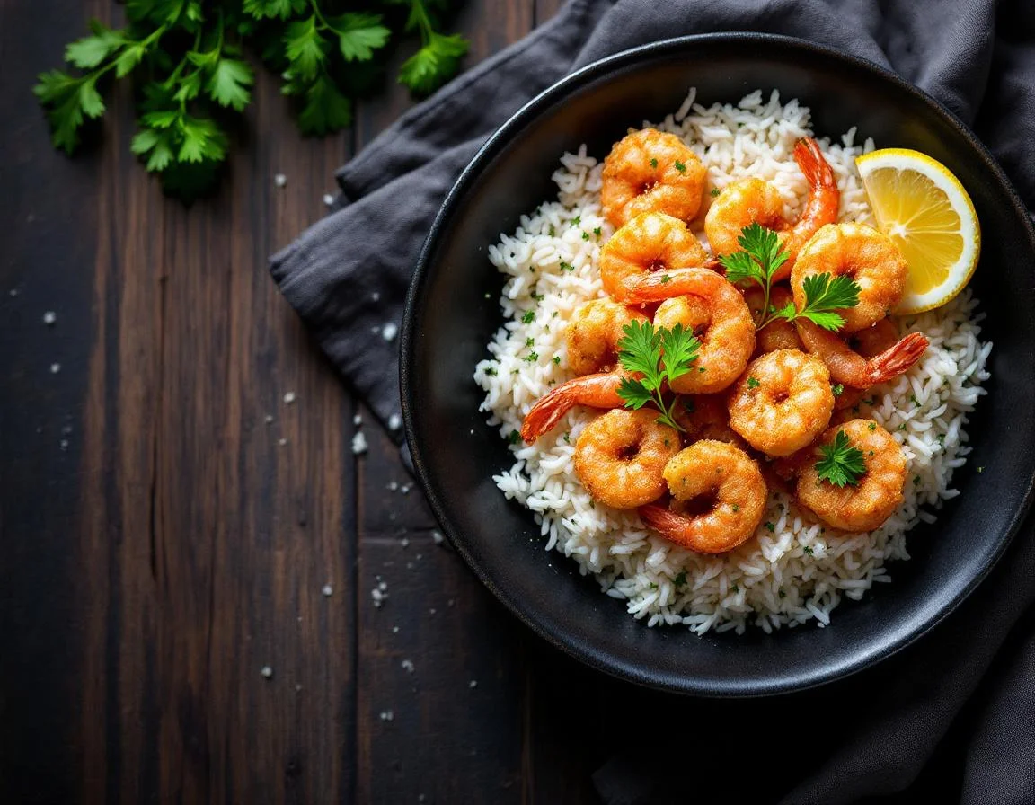 Air Fryer Shrimp with White Rice