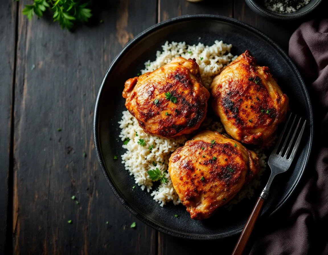 Baked Chicken Thighs with White Rice