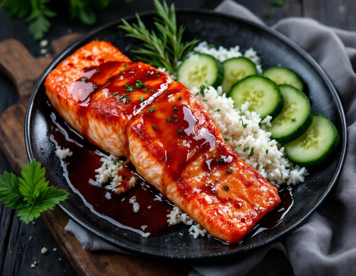 Baked Salmon Fillet with White Rice