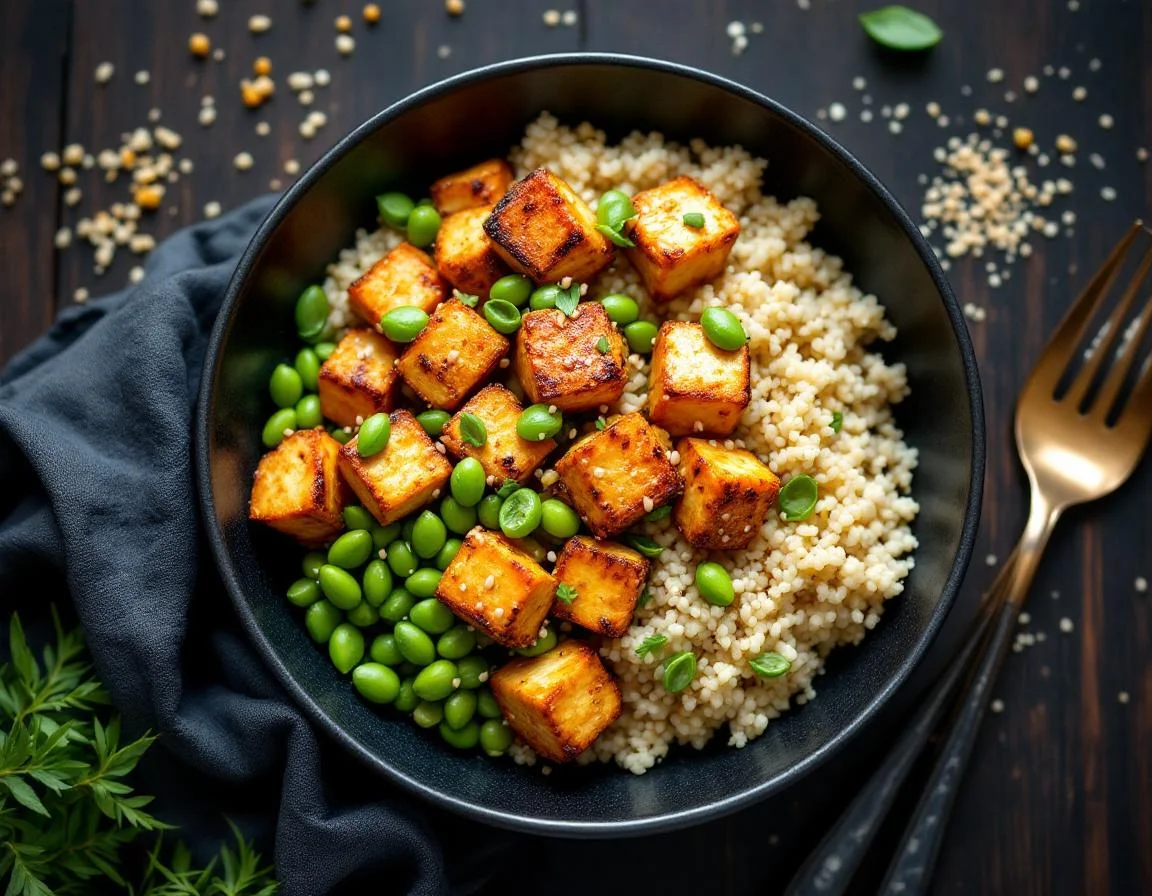 Baked Firm Tofu with Quinoa