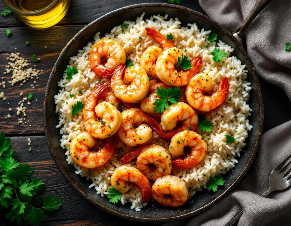 Skillet Shrimp with White Rice